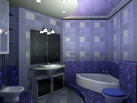 Фиолетовая плитка в ванной