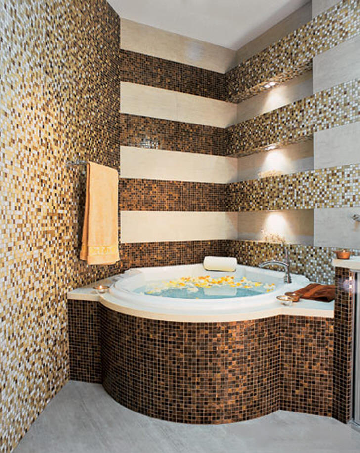 Варианты использования мозаики для облицовки стен в ванной комнате