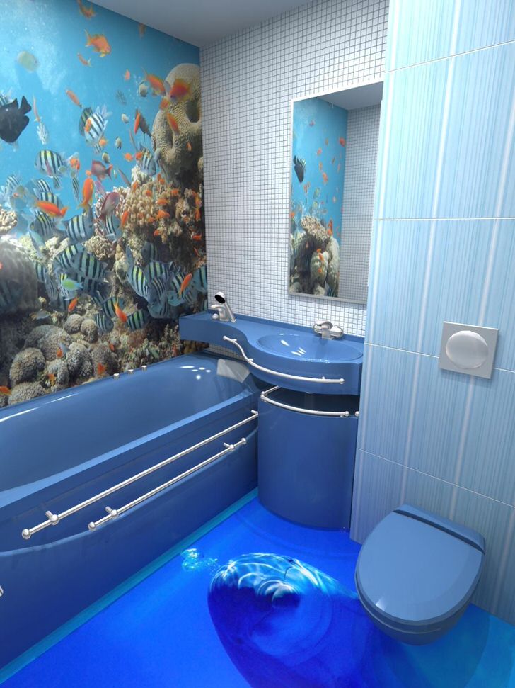 Интерьер ванной в морском стиле (44 фото)