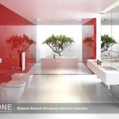 Красно-белая ванная комната