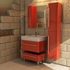 Красная мебель в ванной