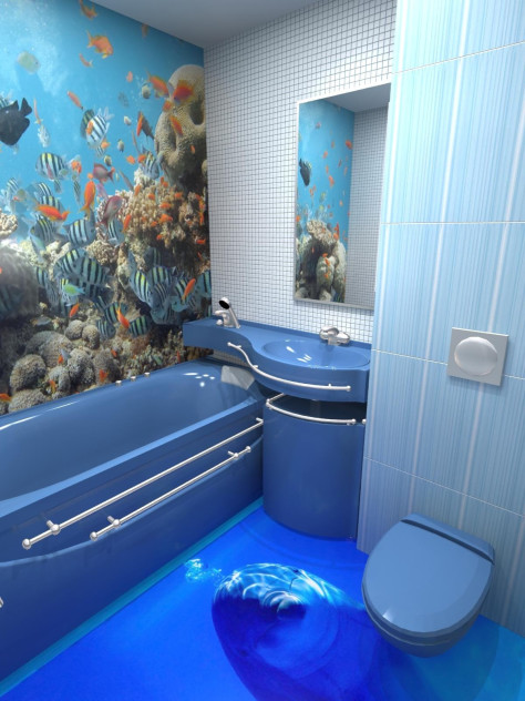 Немного о технологии наливного пола в ванной: видео монтажа наливного 3D пола, фото